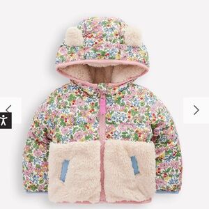 Boden Mixed Borg Jacket Ivory Berry Floral 3 - 6 Months